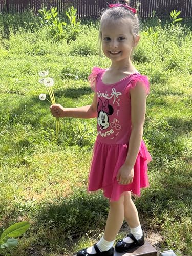 Image of Disney Frozen Elsa Princess Stitch Minnie Girls Ballet Leotards Ruffle Sleeve Shiny Leotard Dance Dress Ballerina Outfit 2-9Y