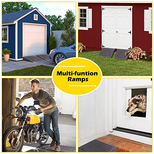 Tevlaphee 6” Curb Ramps For Driveway - Heavy Duty Rubber Shed & Threshold Ramps Portable Ramps For Sidewalk Cars Wheelchairs Pet Mobility 19.7” L X 19.7” W X 6” H 1 Pcs #TOP6