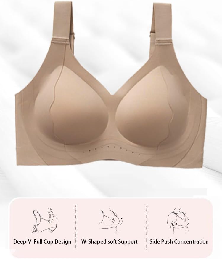 Women's Wireless Full Cup Bra - Side Support Gathering Everyday Comfort Bra with Fixed Pads - Image 3