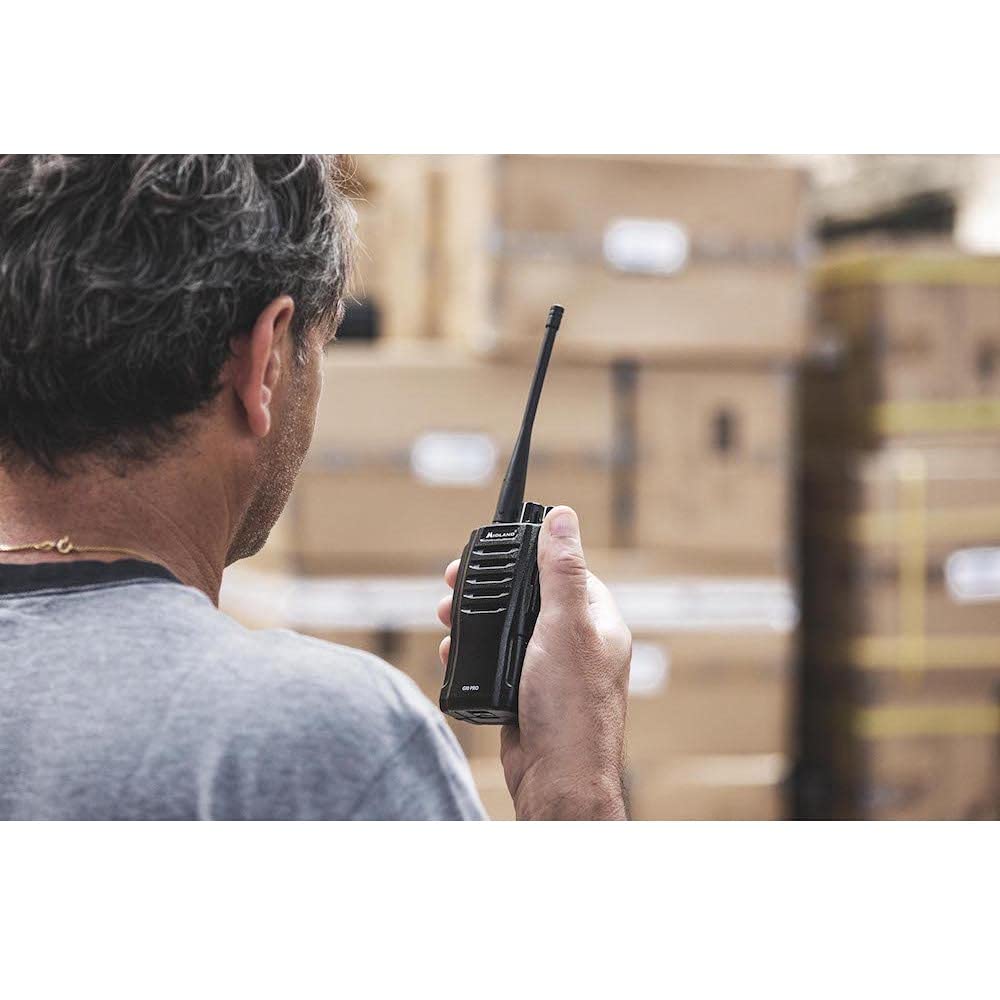 Midland G10 Pro C1107.04, Walkie Talkie Ricaricabile, Radio Ricetrasmittente Pół Profesjonalne z 32 Kanałami PMR446, 50 Tonami CTCSS, 116 Kodami DCS, Bateria Li-Ion 1200mAh, Czarny z Ładowarką