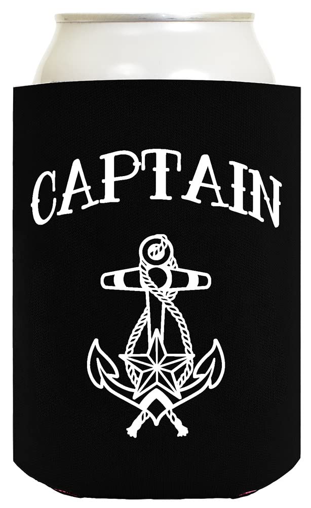 Captain First Mate Gifts For Couples Captain And First Mate Nautical Sailing 2 Pack Standard Size Can Coolers Black Magenta