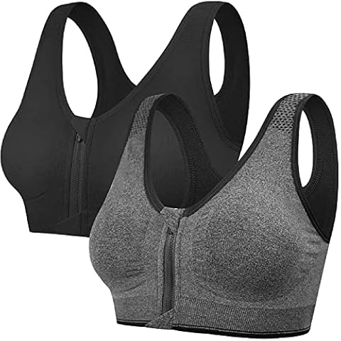 Manxing Sports Bra Women's High Impact Zip Front Wireless Push Up Bras Yoga Bra for Workout Fitness Cover