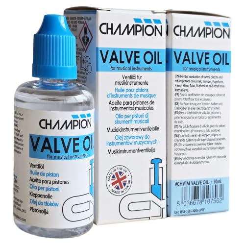 Champion Ventilöl für Trompete, Kornett, Euphonium, Tuba, Tenorhorn und weitere Blechblasinstrumente. Sorgt für schnelles, zuverlässiges Spiel. Hergestellt im Vereinigten Königreich. 50 ml