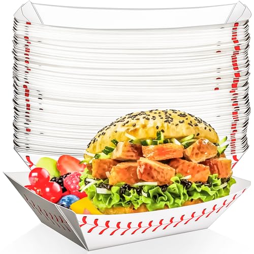 MotBach 50 Pack 2Lb Paper Food Trays for Snacks & Desserts