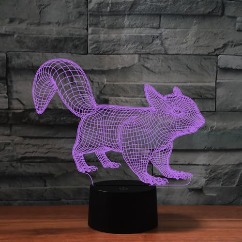 Lámpara de Mesa Ilusión 3D Squirrel con Control Remoto miniatura 7