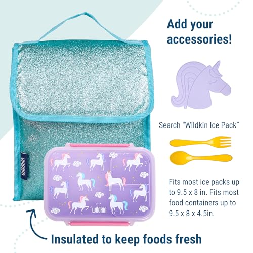 Image of Wildkin 55905 Blue Glitter Lunch Bag, One Size