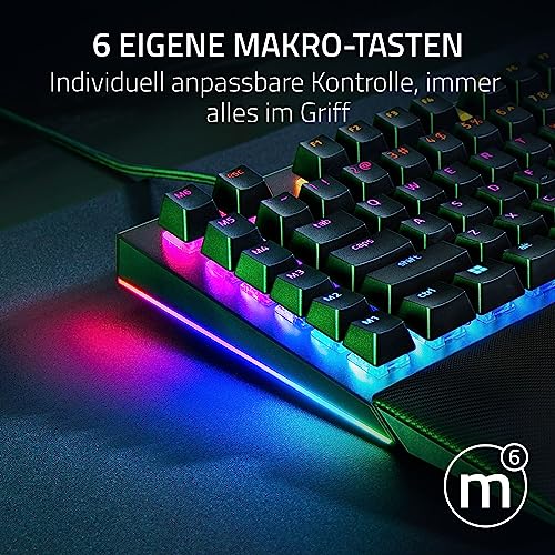 Razer BlackWidow V4 (Green Switch) - Mechanische Gaming-Tastatur - Razer Snap Tap (Mechanische Clicky Switches, 6 Makro-Tasten, Doubleshot-ABS-Tastenkappen, RGB Chroma) QWERTZ DE-Layout | Schwarz – Bild 6
