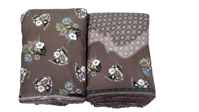 Zikigo Women's Poly Crepe Floral Print Unstitched Dress Material, Multicolor, Traditional Style, 2.5 Meter, 2 Pieces-picture-24