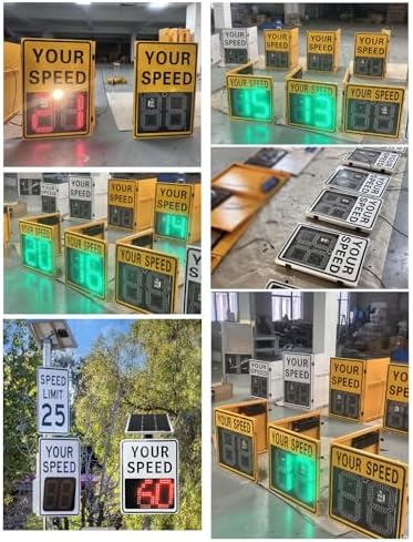 High-Visibility Solar-Powered Radar Speed Limit Sign - IP65 Waterproof, Bright Red/Green LED Display for Traffic Safety & Awareness, 50x70cm Road Alert Sign for Maximum Visibility
