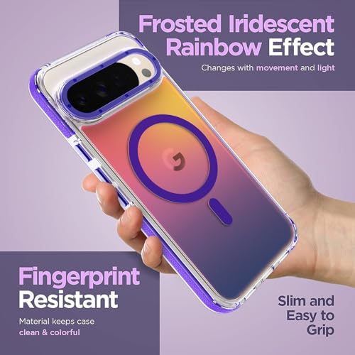 Image of Magnetic Case for Google Pixel 10 Pro XL [Compatible with Magsafe] [Cute Fashion Fluorescent Design] Shockproof Slim Translucent Matte Case for Pixel 10 Pro XL 6.8 inch, Purple