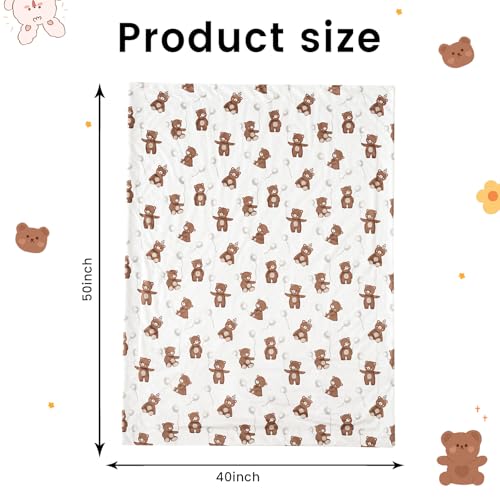 Image of PHF Minky Baby Blanket, 40x50 Inches Soft Double Layer Baby Blankets with Dotted Backing, Receiving Blanket Bed Throws for Newborn, Infant, Babies, Teddy Bear