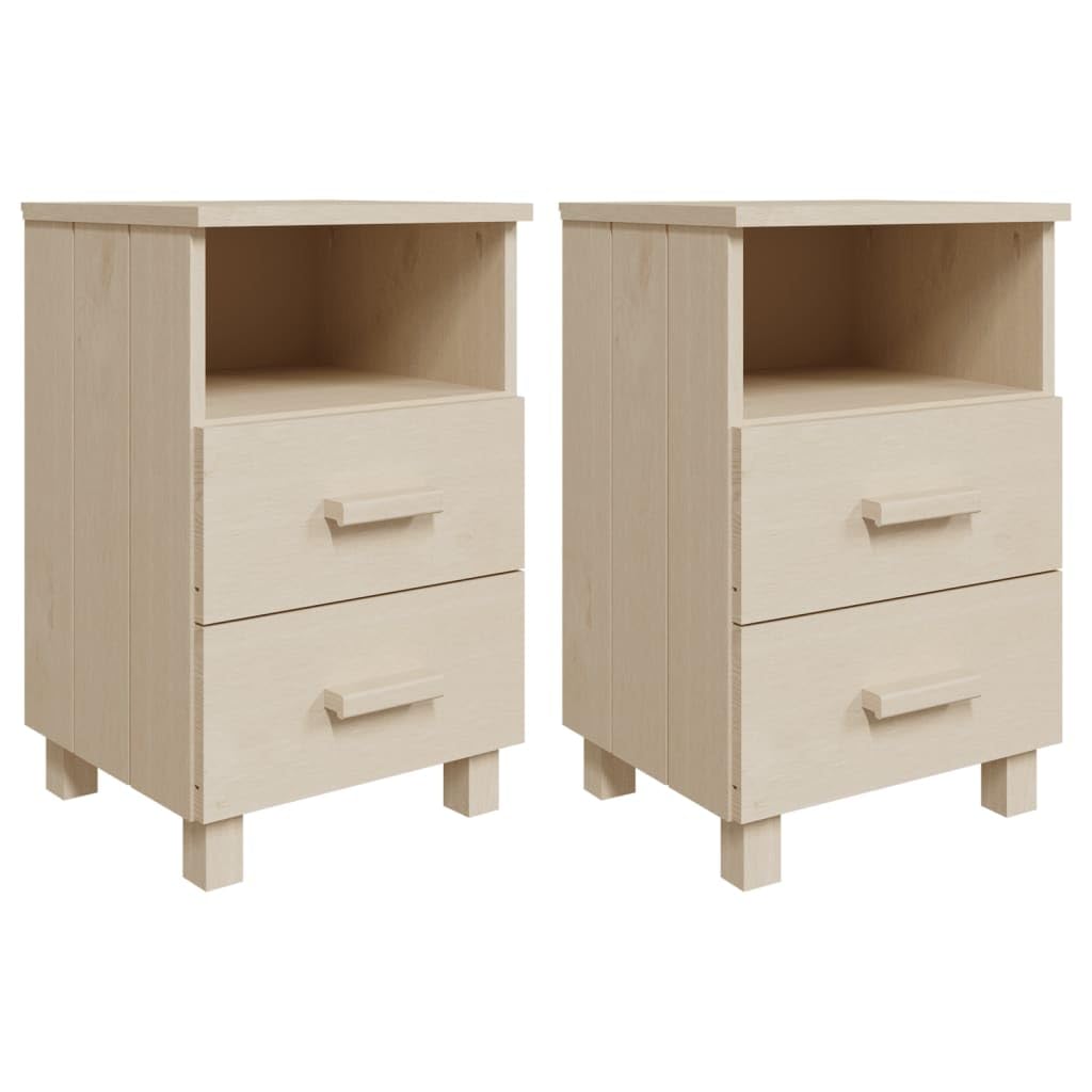 Table de chevet pour petit espace en bois massif marron miel HAMAR
