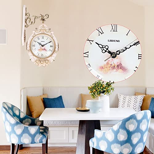 Reloj de pared doble cara redondo 7.5 pulgadas color crema miniatura 4