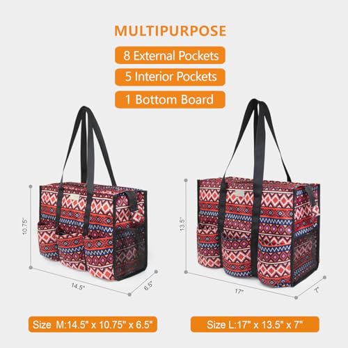 Image of TOPDesign Utility Water Resistant Tote Bag with 13 Pockets, Top Zipper Closure & Thick Bottom Support, for Working Women