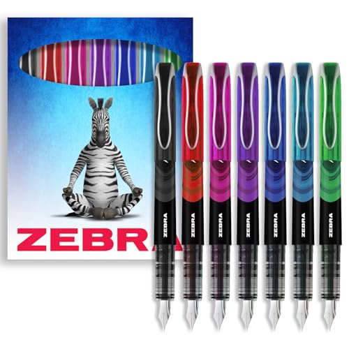 Zebra Fuente Pen - Disposable Fountain Pens - Pack of 7...