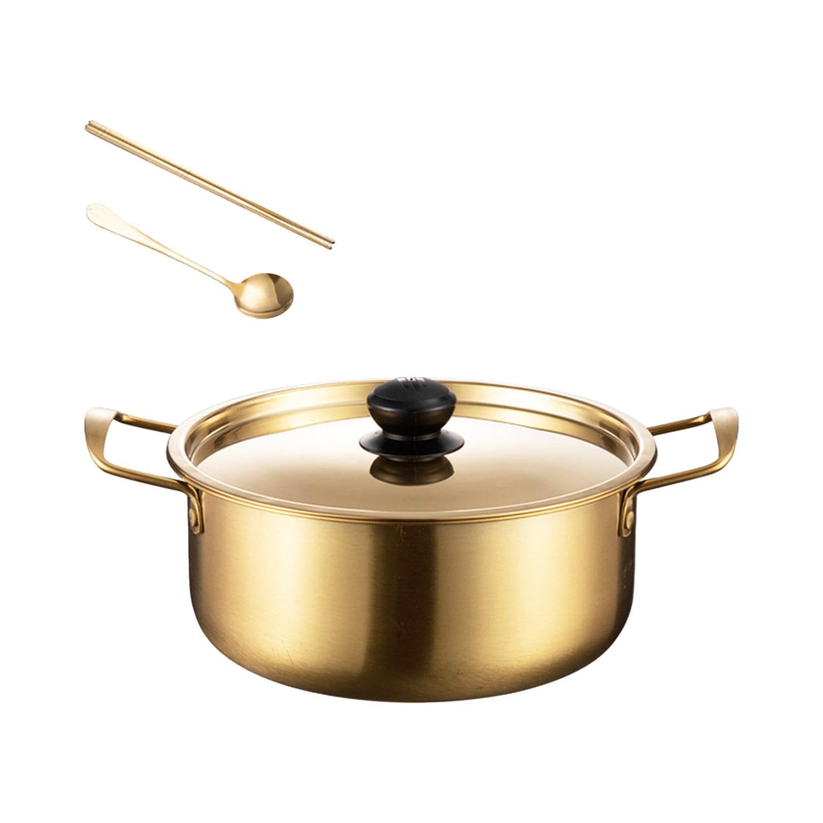 TWISAXC Korean Ramen Noodle Pot Fast Heating Cooking Flavorful Soups Ramen Dishes Easy to and Clean Pot Easy to Clean Korean Cooking with Lid Spoon Chopstick, 24cm
