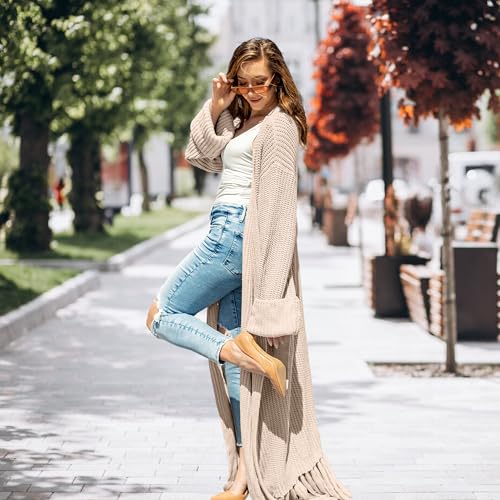 Women's Floor Length Open Front Knit Cardigan Dress - Long Sleeve Maxi Dress - Cardigan for Women3