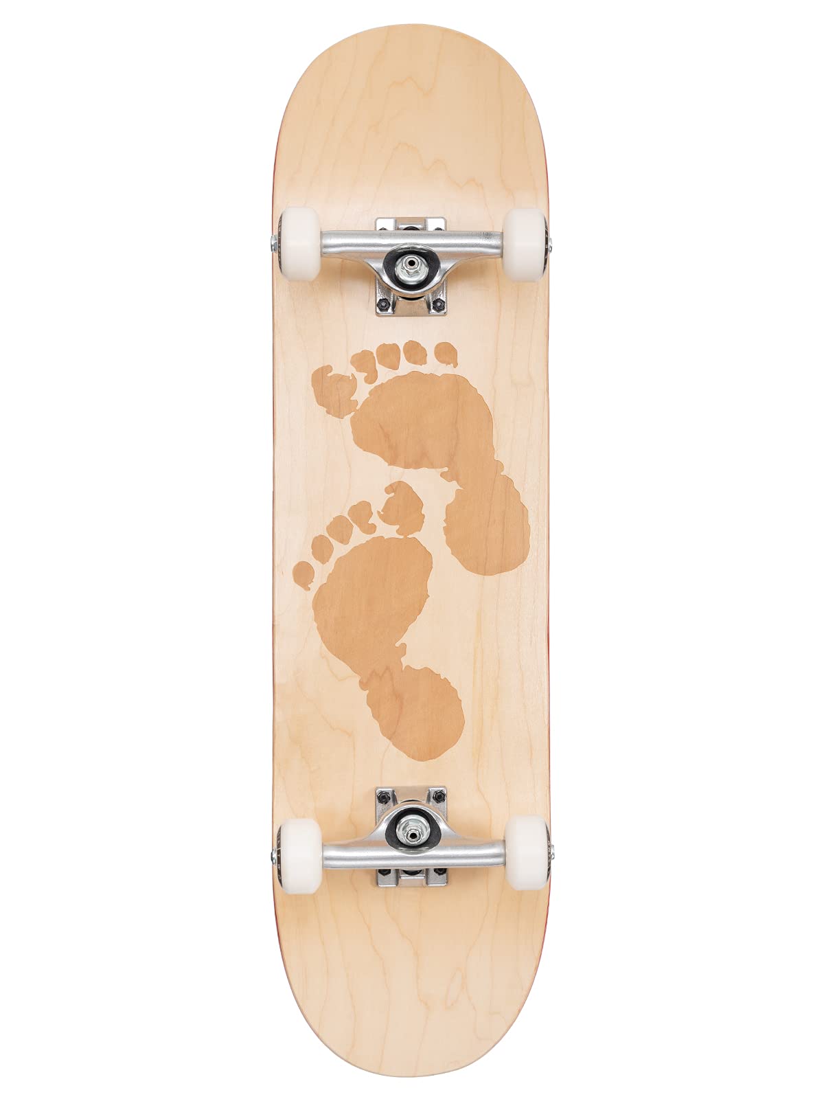 Two Bare Feet Laser Logo Complete Skateboard - Canadian Maple Deck, 7 Ply - ABEC9 Bearings - Four deck sizes, 52mm & 54mm Wheels - 5", 5.25", 5.875" Raw Trucks (Laser Logo 8.25")