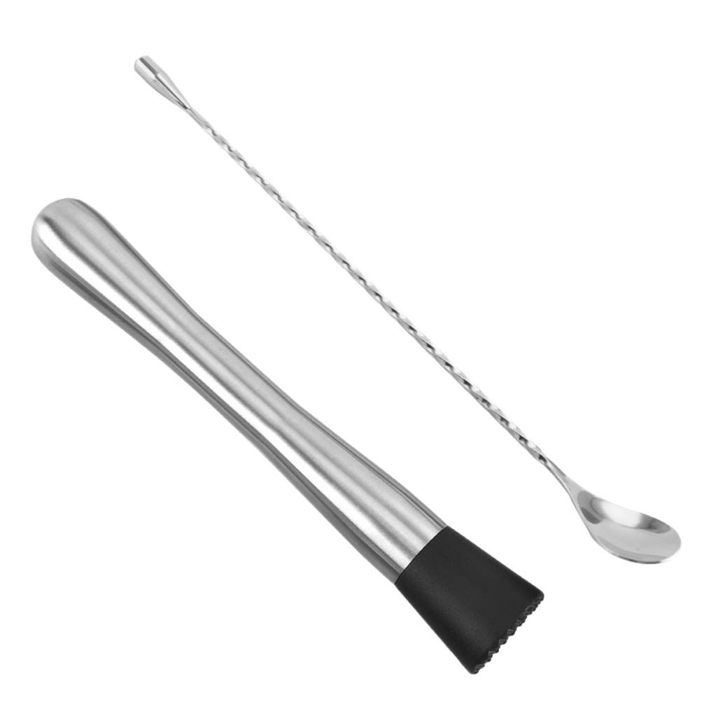 2pcs Stainless Steel Popsicles Stainless Steel Pestle Cocktail Muddler Grinding Stick Grinding Rods Ice Hammer Food Muddler Mixing Spoon Garlic Masher