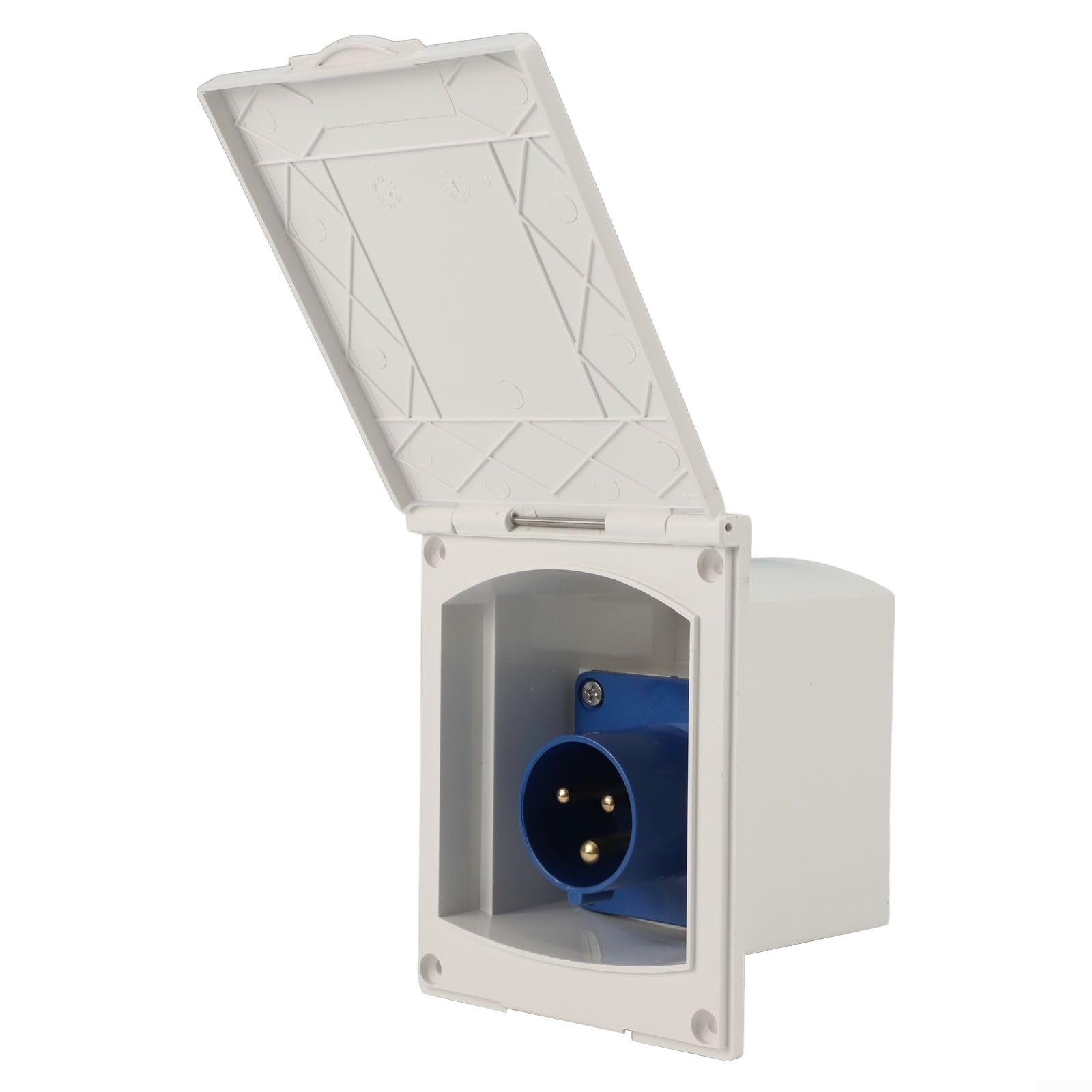 Scatola esterna impermeabile per camper, presa di corrente da 16 A 220 V con copertura protettiva IP44, per roulotte e camper (bianco)
