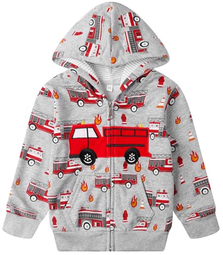 Image of Akyzic Baby Boys Zip Up Hoodie Toddler Boys Jacket Cartoon Winter Long Sleeve Hooded Sweatshirt Tops Fall Coat Kids 2-7 Years