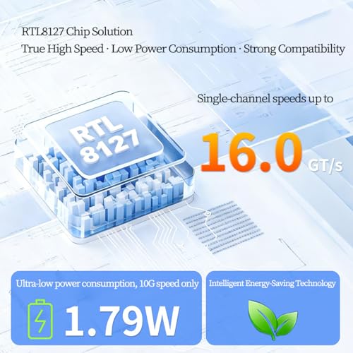 Tarjeta de Red PCIe 4.0 x1 a RJ45 de 10 Gbps con Chip RTL8127 – Adaptador LAN de Alta Velocidad Compatible con Windows y Linux para PC de Escritorio, Servidores y Gaming miniatura 5