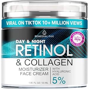 Face Moisturizer Retinol Cream, Anti Aging Collagen Cream for Women & Men, Day & Night Face Cream with Hyaluronic Acid, Anti Wrinkle Cream, 1.85 Fl Oz