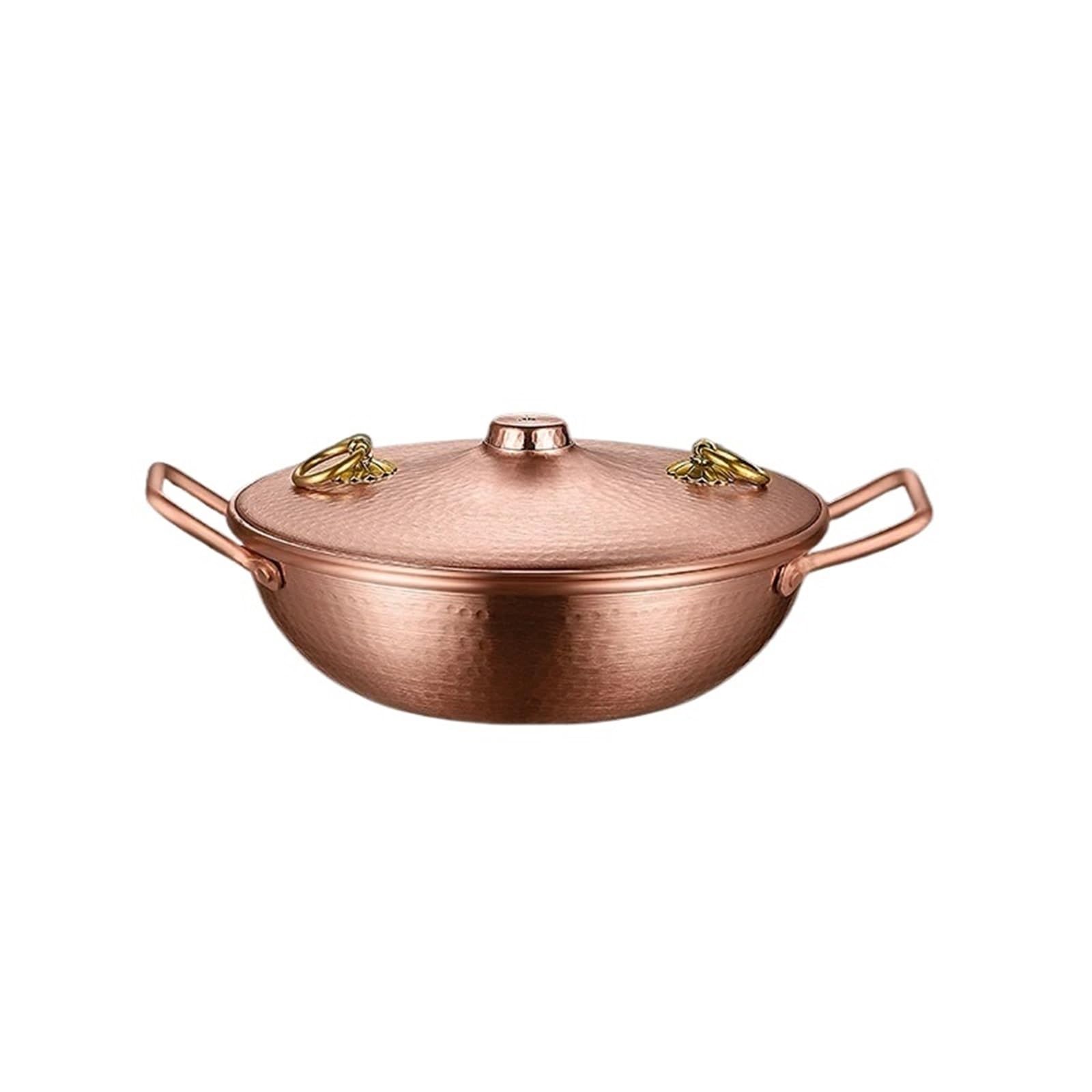 Pot en cuivre martelé 26cm pour cuisinière à gaz et marmite de style ancien