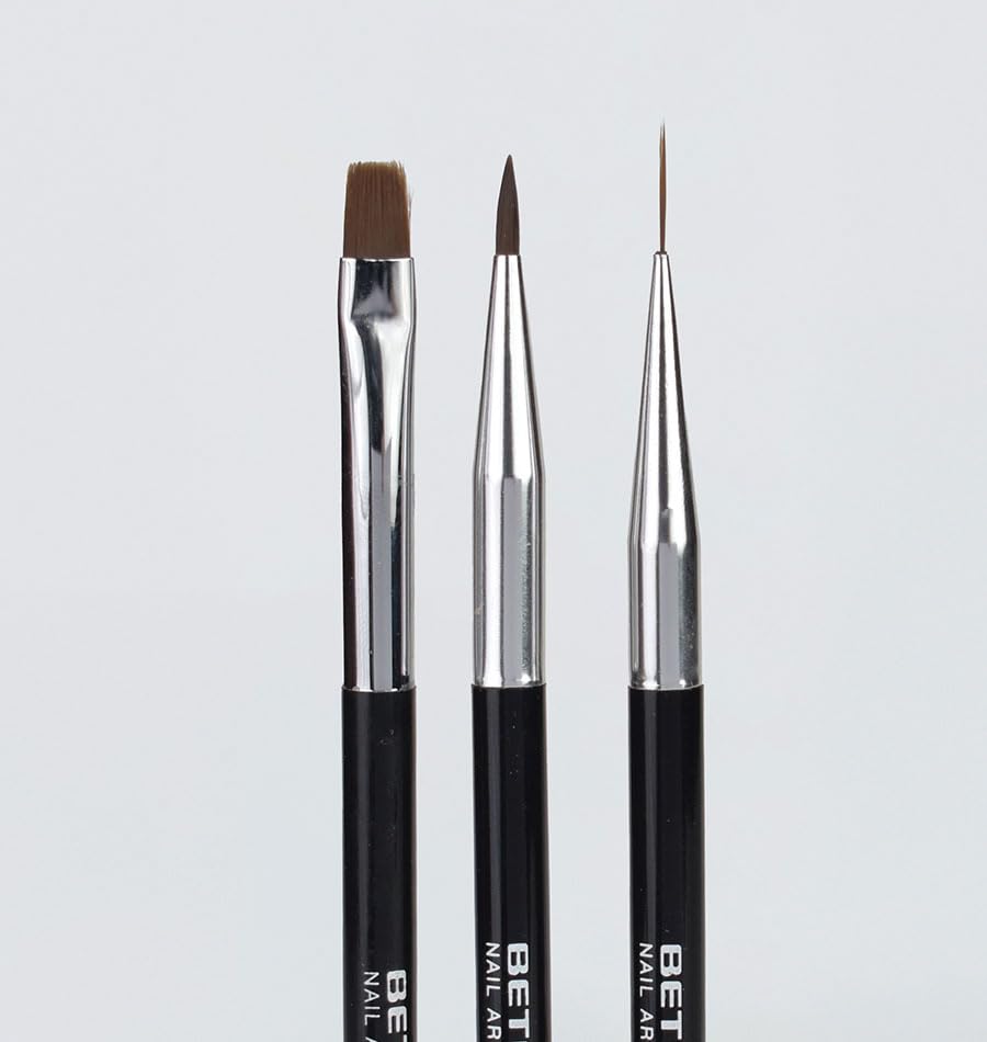 Beter - Set of 3 Dual-Ended Nail Art Brushes, Professional Nail Brush and Dotting Tool, Ideal for French Manicure, Fine Details and Gradients, Nail Art Decoration Kit, Nail Design - Image 3