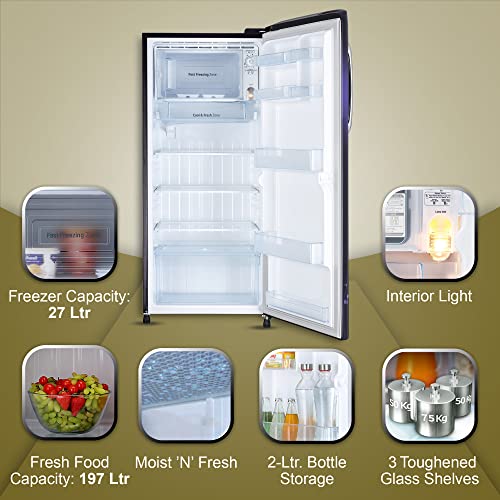 Image of LG 224 L 4 Star Inverter Direct-Cool Single Door Refrigerator Appliance (GL-B241APVY, Purple Victoria, Moist 'N' Fresh)