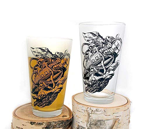 Pint Glasses by Black Lantern – Handmade Craft Beer Glasses and Bar Glassware – Kraken Sinking S - //coolthings.us