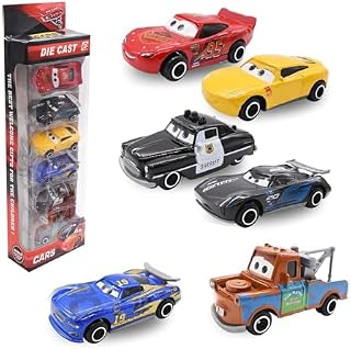 Funmo 6 Piece Toy Cars For Kids, McQueen Cars Toys, Mcqueen Racing Toy Cars, Friction Powered Die-Cast Cars for Toddlers, Boys, and Girls Educational Play, Kids Birthday Party Gift for Boys Girls