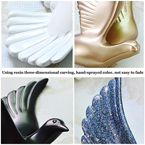 6 Pack Seagull Wall Decor, 3D Flying Bird Sculptures Wall Art, Resin Birds Dove Wall Hanging for Bedroom Home Decoration,Gold - Image 5