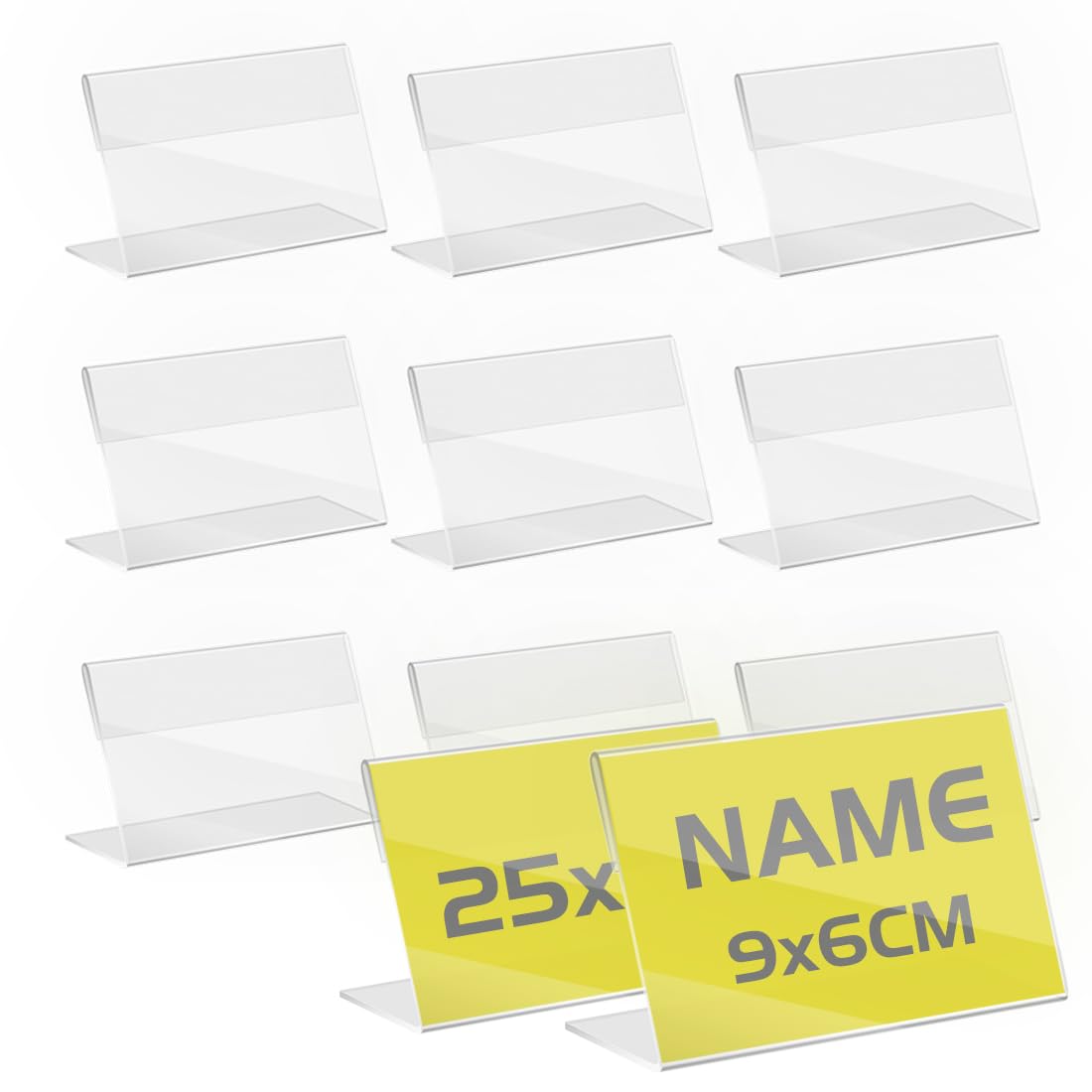 15 Soportes De Metacrilato Transparentes 9x6 Cm - Portaprecios Para Tiendas, Exposiciones, Restaurantes O Oficina