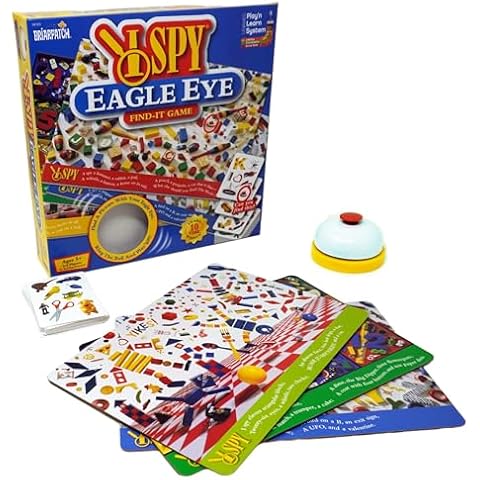 Briarpatch I SPY Eagle Eye Find-It Game - Sharpen Your Senses with Fast, Furious, and Fun Matching! | Includes 30 Double-Sided Cards, 4 Game Boards, and a Bell | For 2 to 4 Players, Ages 5 and Above Cover