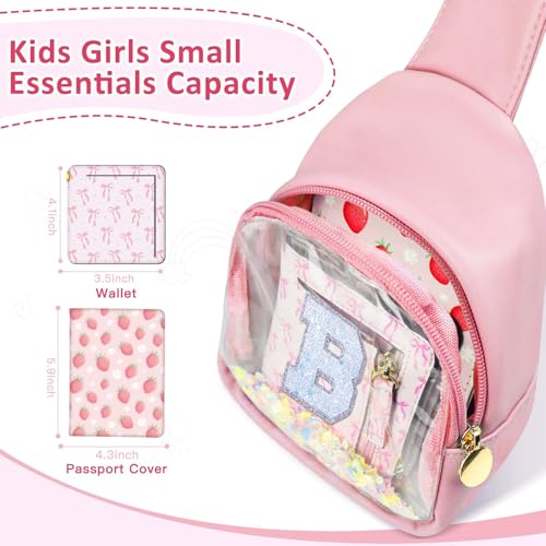Image of COSHAYSOO Pink Toddler Little Girls Purse 2 3 4 5 6 7 Year Old Kids Sling Bag Initial Crossbody Clear Pouch, Daily Phone Toys Small Stuff Items Things Holder Stylish Outfit Accessories Letter B