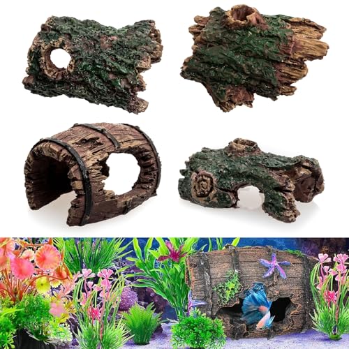 4 Troncs D'arbres Décoratifs pour Aquarium Décoration Aquarium Décoration Petit Aquarium Aménagement Paysager D'Aquarium Adapté à la Cachette des...