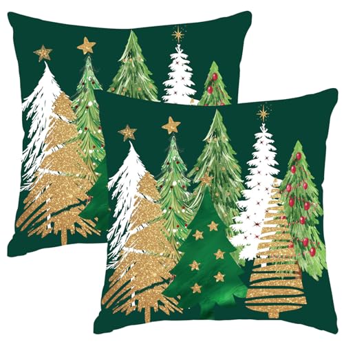 Miaikoe Weihnachtskissen Abdeckungen 50x50cm Set von 2, Dekorative...