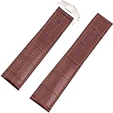 - - 20 mm breites, braunes Uhrenarmband aus Echtleder, mit Faltschließe
