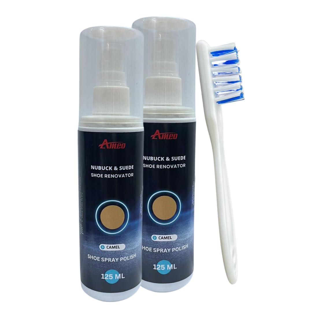 Ameo Nubuck and Suede Renovator Shoe Polish | Color - Camel | Pack - 2 x 125 ML | Spray Shoe Polish (B0C7HMB2F3) Amazon Price History, Amazon Price Tracker