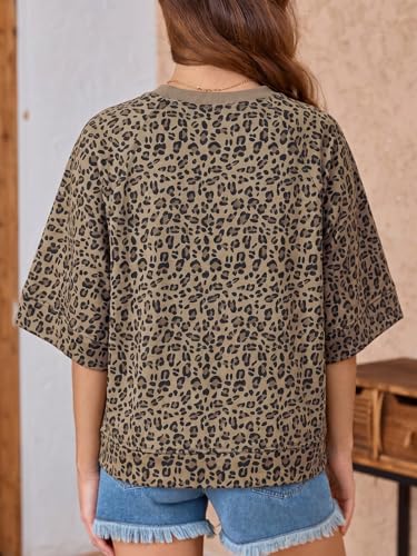 Image of Tankaneo Womens Oversized Half Sleeve T-Shirts Crew Neck Boxy Basic Tees Tops Summer Casual Loose Fit Tunic Shirts