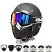 HCMAX Motocicleta Gafas de Protección Con Máscara Facial Desmontable Estilo Harley Casco...