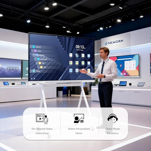 Image of Smart Board, 75 inch Interactive Whiteboard with Google EDLA, Built-in Digital Whiteboard, Wireless Casting, Split-Screen & Unlimited Canvas for Business and Education (Wall Mount Included)