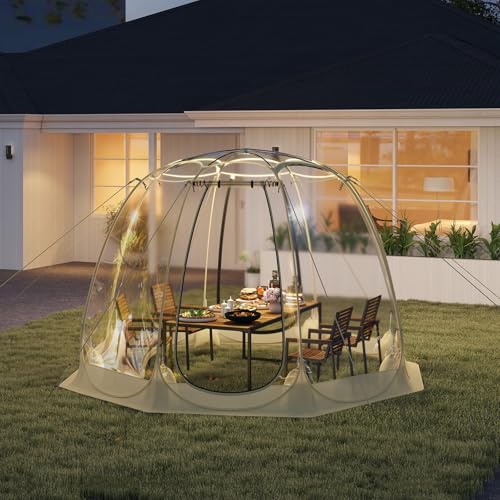 GYMAX Transparentes Pop up Zelt, faltbares Kuppelzelt für 5-6 Personen, durchsichtiges Wurfzelt mit Tragetasche, Bubble-Zelt für Outdoor-Aktivitäten, Sofortzelt wetterfest