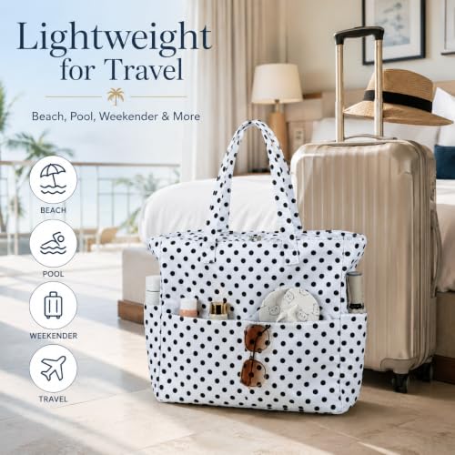 Image of LEDAOU Beach Bag Waterproof Sandproof Women Beach Tote Pool Bag with Zipper for Swim Gym Grocery Travel with Wet Pocket | Sandproof