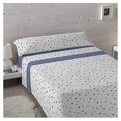 Juego de sabanas Invierno Tejido CORALINA Alan Azul Cama de 135 x 190/200 - Color Azul