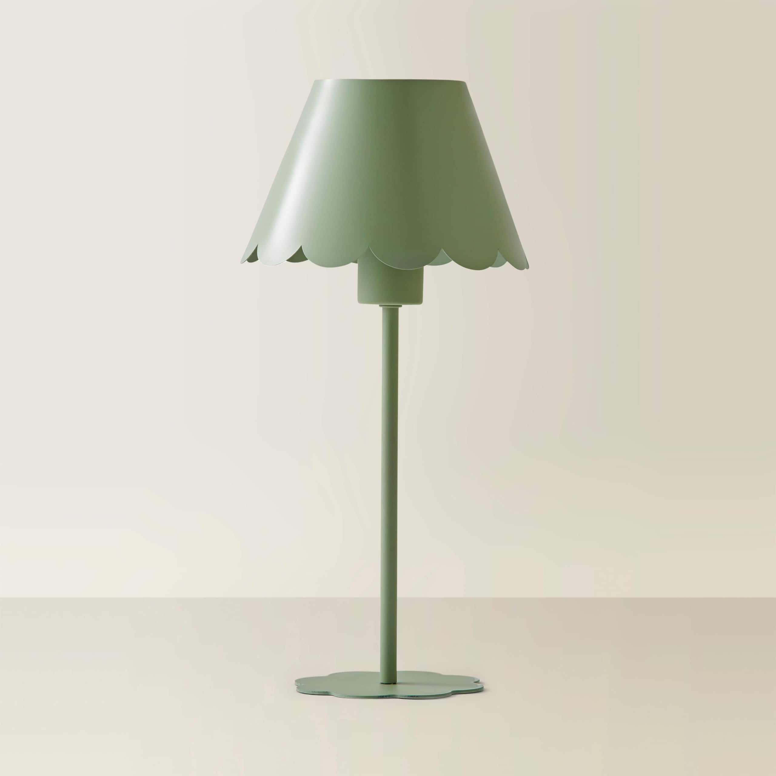 Valuelights Hattie Green Scallop Rechargeable Table Lamp from B&Q