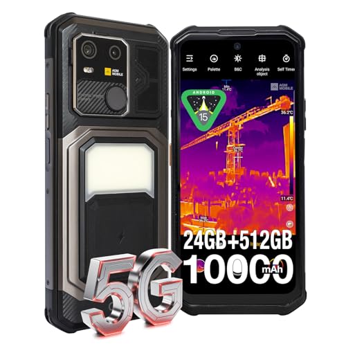 AGM G3 Pro Smartphone Robuste Caméra Thermique (512 x 384 25 ips) Etanche Résistant Aux Chutes 12 Go RAM + 512 Go Stockage Haut-Parleur Puissant 116dB lampe...