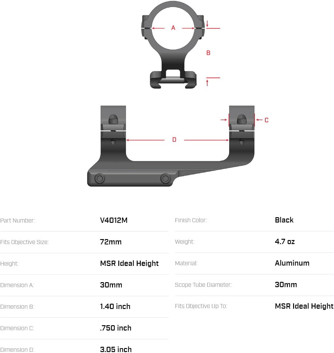 Warne Vapor 30mm 1 Piece MSR Mount, 20 MOA