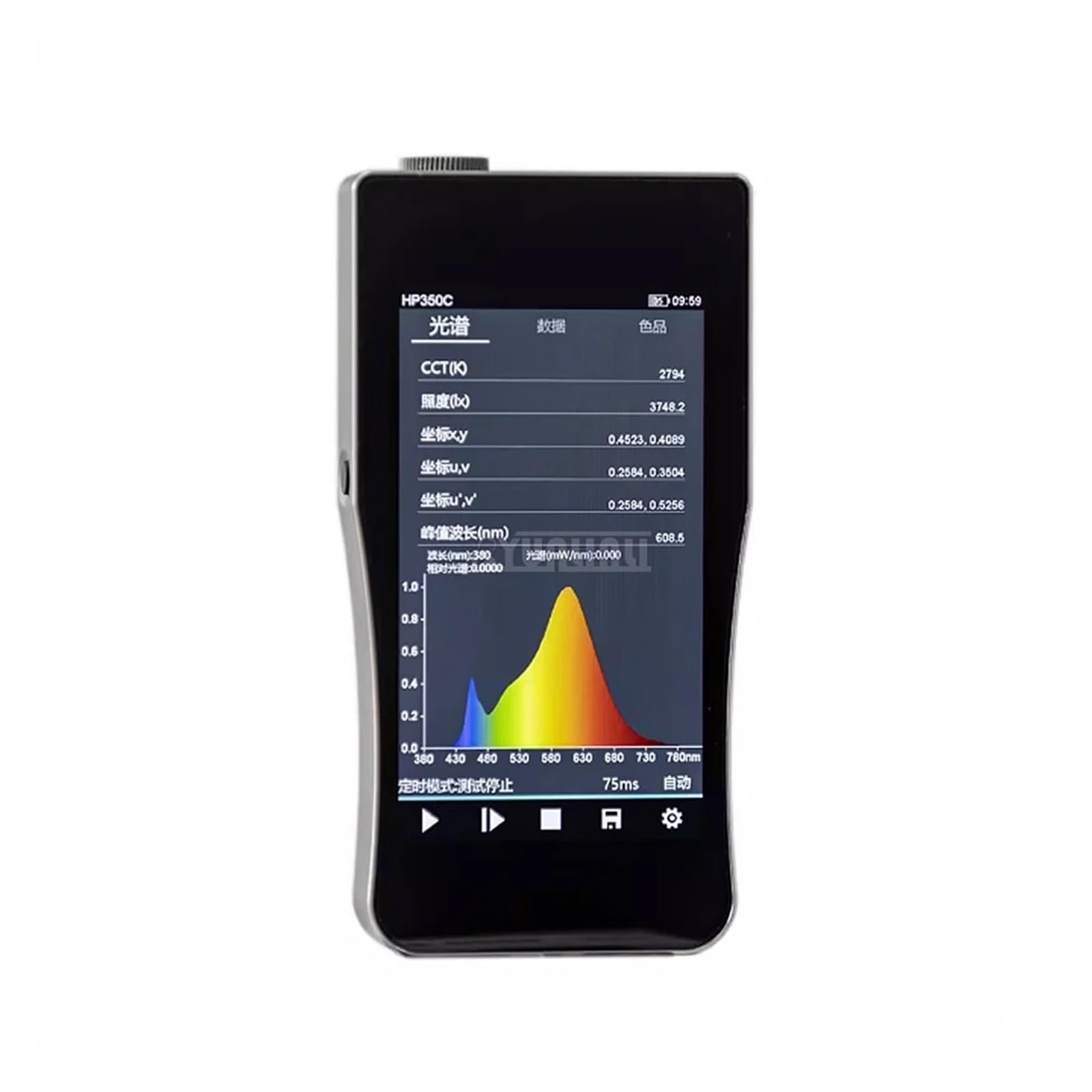 Spectrometer, 350-800nm Portable Spectroradiometer Optical Spectrometer Color Temperature Meter Illuminometer(HP350C)